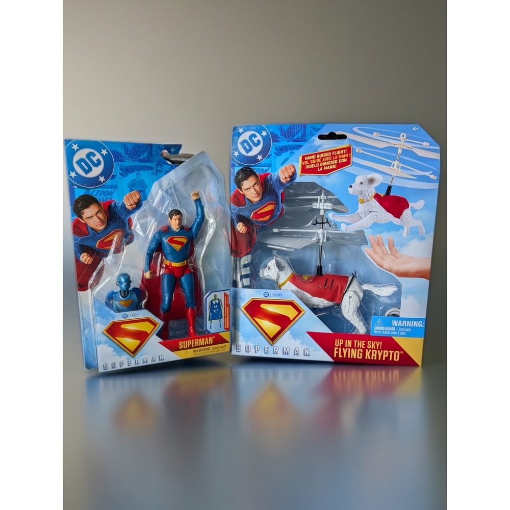 DC Comics Superman Action Figure & Flying Krypto Toy Bundle NIB